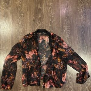 Splash Floral Bomber Jacket - Black and Pink